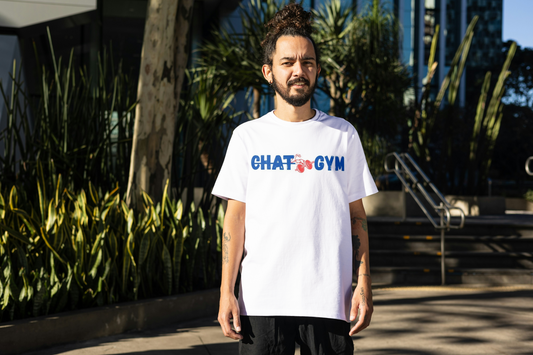 “CHAT GYM” Graphic Unisex Tee – White,BLACK,BLUE